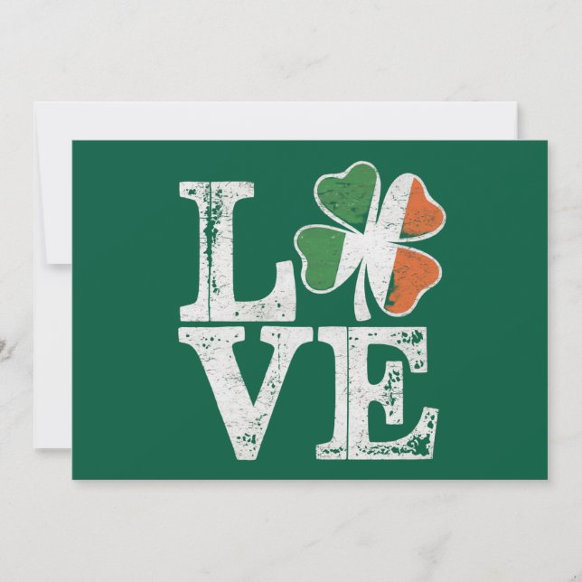 St Patricks Day Kärlek Lucky Irländska Shamrock Gr Inbjudningar (Framsida)