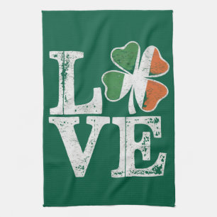 St Patricks Day Kärlek Lucky Irländska Shamrock Gr Kökshandduk
