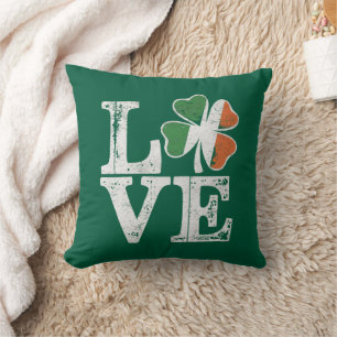 St Patricks Day Kärlek Lucky Irländska Shamrock Gr Kudde