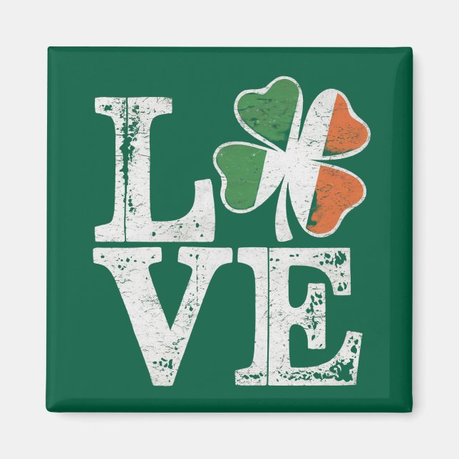 St Patricks Day Kärlek Lucky Irländska Shamrock Gr Magnet (Framsidan)