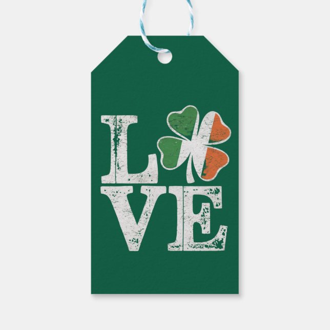 St Patricks Day Kärlek Lucky Irländska Shamrock Gr Presentetikett (Baksidan)
