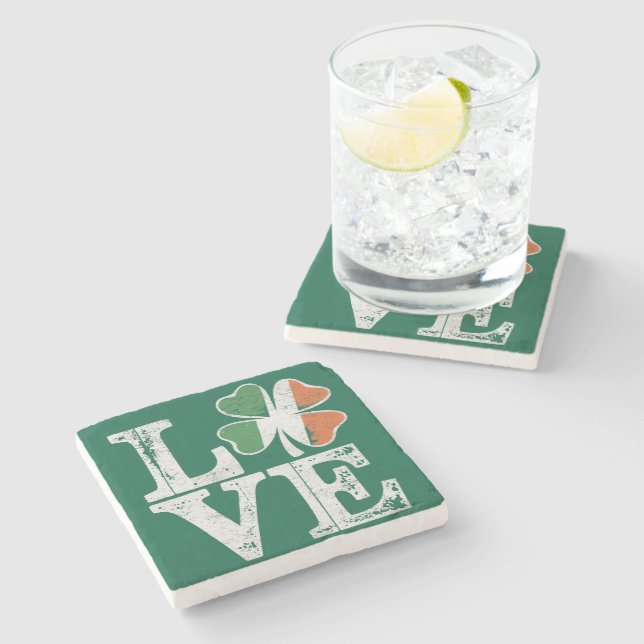 St Patricks Day Kärlek Lucky Irländska Shamrock Gr Stenunderlägg (Sidan)