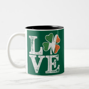 St Patricks Day Kärlek Lucky Irländska Shamrock Gr Två-Tonad Mugg