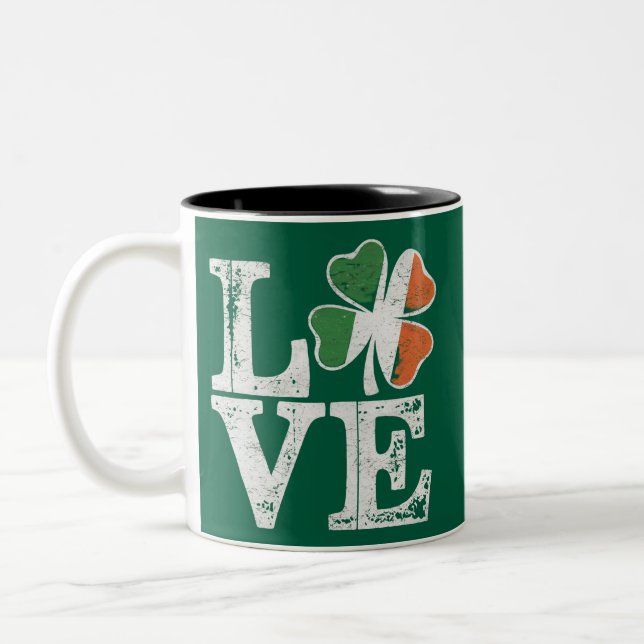 St Patricks Day Kärlek Lucky Irländska Shamrock Gr Två-Tonad Mugg (Vänster)