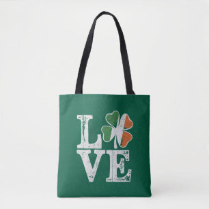 St Patricks Day Kärlek Lucky Irländska Shamrock Gr Tygkasse
