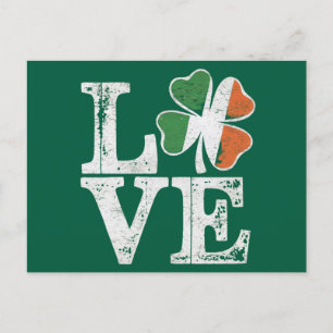 St Patricks Day Kärlek Lucky Irländska Shamrock Gr Vykort