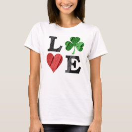 St. Patrick's Day KÄRLEK med Heart och Shamrock T Shirt