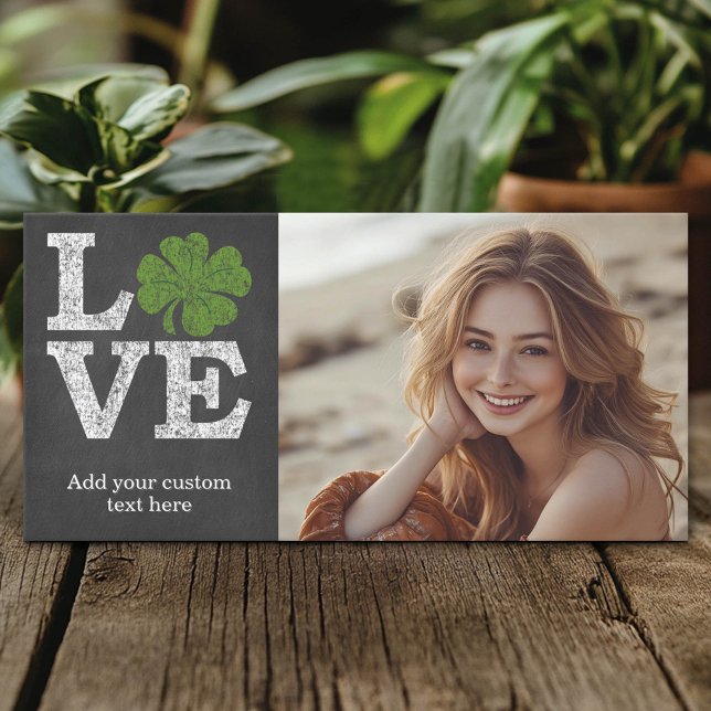 St patricks day KÄRLEK med schamprock (Custom Photo Card)