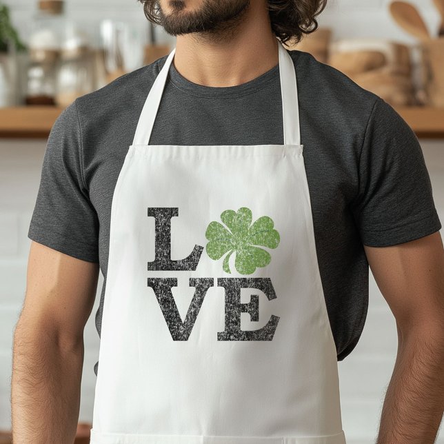 St patricks day KÄRLEK med schamprock Förkläde (St. Patrick's Day Apron)