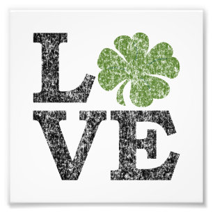 St patricks day KÄRLEK med schamprock Fototryck