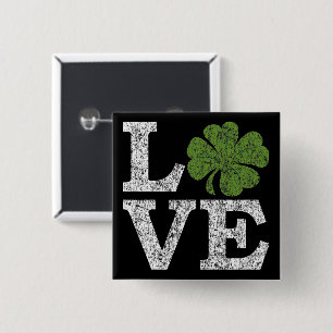 St patricks day KÄRLEK med schamprock Knapp