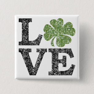 St patricks day KÄRLEK med schamprock Knapp