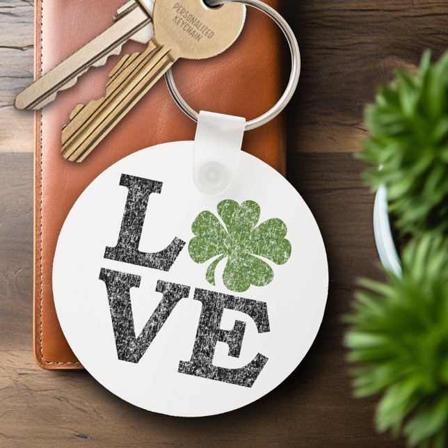 St patricks day KÄRLEK med schamprock Nyckelring (Skapare uppladdad)