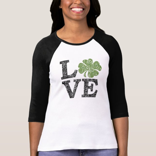 St patricks day KÄRLEK med schamprock T-shirt (Framsida)