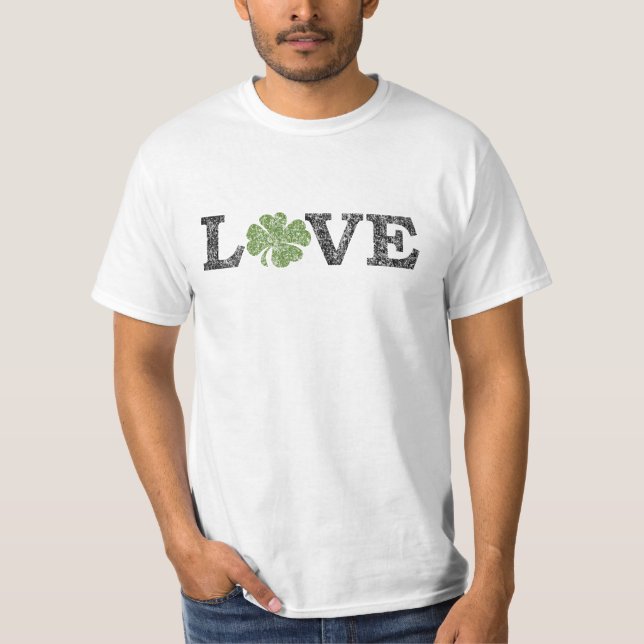 St patricks day KÄRLEK med schamprock Tee (Framsida)