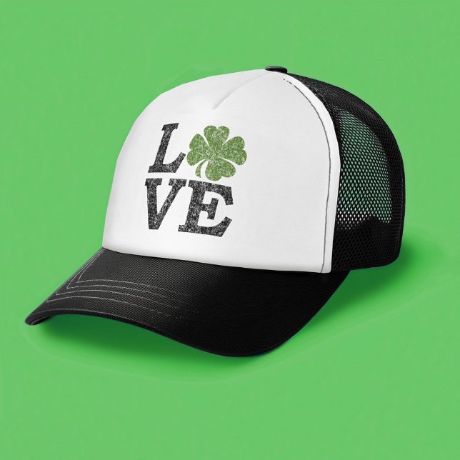 St patricks day KÄRLEK med schamprock Truckerkeps (St. Patrick's Day Hat)