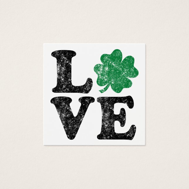St patrick's day KÄRLEK Shamrock Irish Fyrkantigt Visitkort (Framsida)