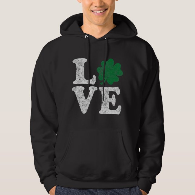 St patrick's day KÄRLEK Shamrock Irish Sweatshirt Med Luva (Framsida)
