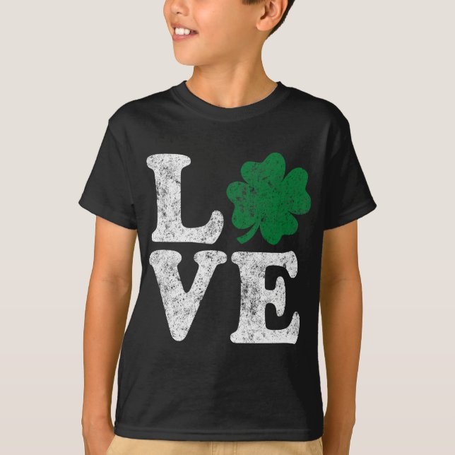St patrick's day KÄRLEK Shamrock Irish T Shirt (Framsida)