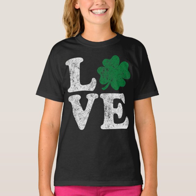 St patrick's day KÄRLEK Shamrock Irish T-shirt (Framsida)