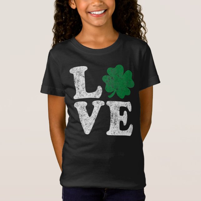 St patrick's day KÄRLEK Shamrock Irish Tee (Framsida)
