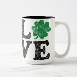 St patrick's day KÄRLEK Shamrock Irish Två-Tonad Mugg