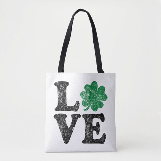 St patrick's day KÄRLEK Shamrock Irish Tygkasse (Framsida)