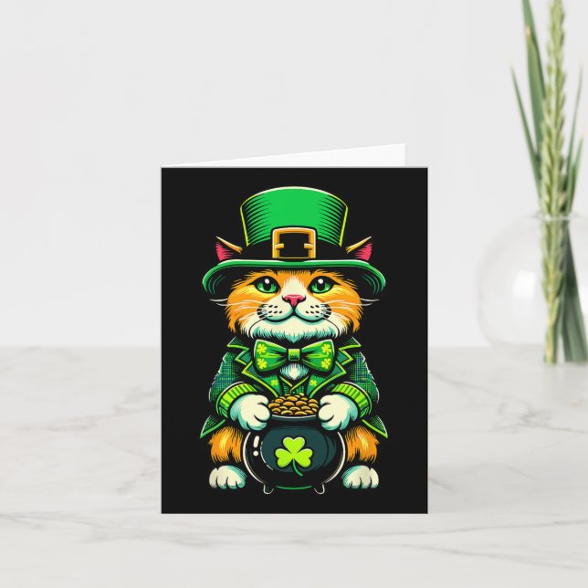 St Patricks Day Katt Leprechaun Katt Irländsk Sham Kort (Framsida)