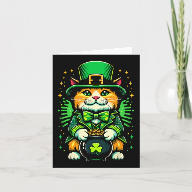 St Patricks Day Katt Leprechaun Katt Irländsk Sham Kort (Framsida)