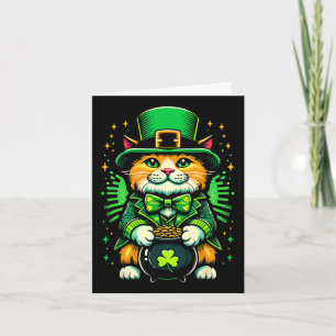 St Patricks Day Katt Leprechaun Katt Irländsk Sham Kort