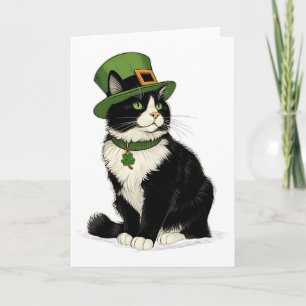 St Patricks Day Katt Leprechaun Shamrock Katt Kitt Kort