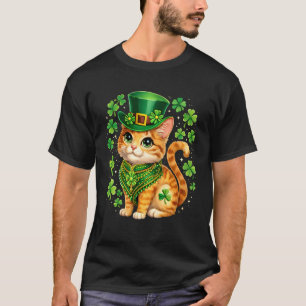 St Patricks Day Katt Leprechaunhatt Shamrock Helgo T Shirt