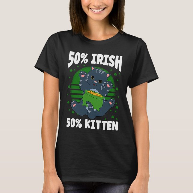 St Patricks Day Katt med St Patrick's hatt T Shirt (Framsida)