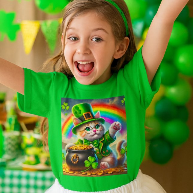 St Patricks Day Katt Tomte Katthamare T-Shirt (Paws-itively magical! This leprechaun kitty brings the gold and the giggles to a St. Paddy’s party)