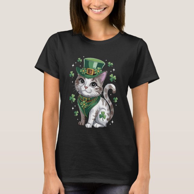 St Patricks Day Katt Tomte St Paddys Day St Ca T Shirt (Framsida)