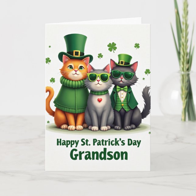 St Patricks Day Kattdjur Glitterkort Kort (Framsida)