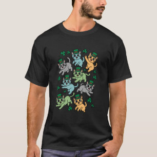 St Patricks Day Katter Leprechaun Hatt Söt Lucky T Shirt
