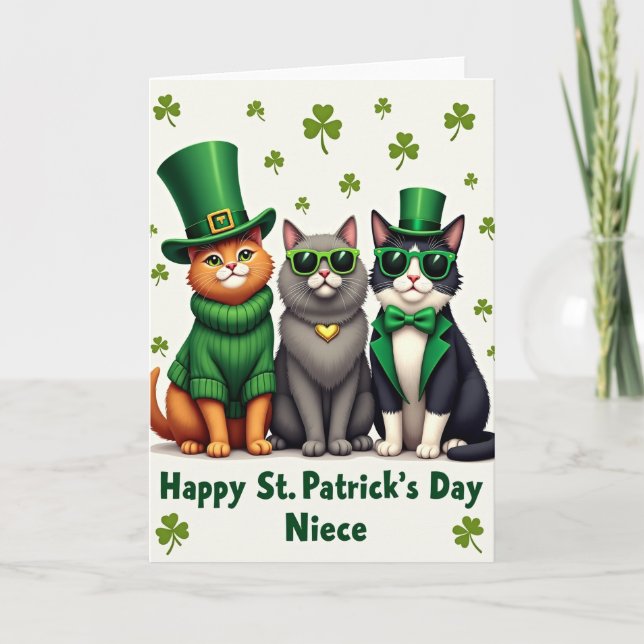 St Patricks Day Katter Niece Kort (Framsida)