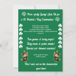 St. Patrick's Day Kattparty Julkort