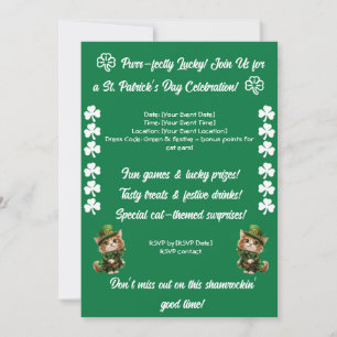 St. Patrick's Day Kattparty Julkort