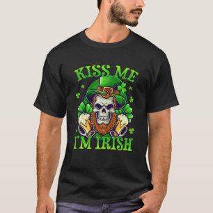 St patrick's day Kiss Me Jag är Irish Sugar Skull T Shirt