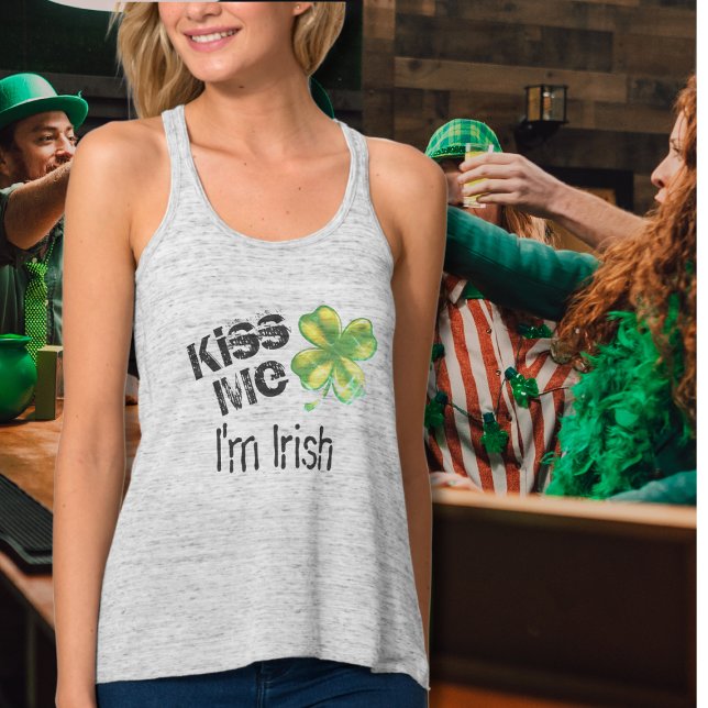 St. Patrick's Day Kiss Me Jag är irländare, Shamro Linne Med Racerback (Skapare uppladdad)