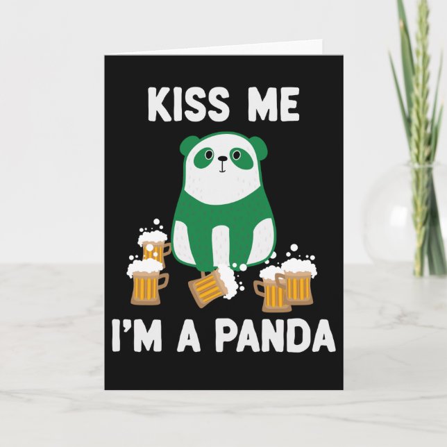 St patrick's day Kiss Me jag är Panda Kort (Framsida)
