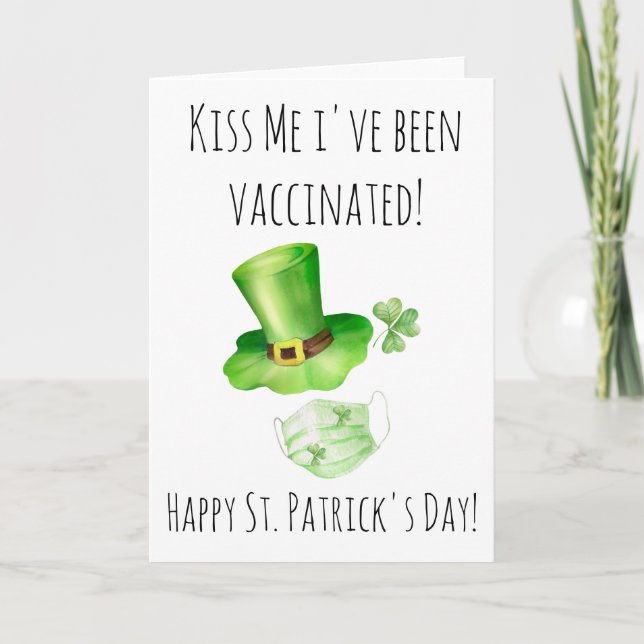 St. Patrick's Day Kiss me Jag är vaccinerad Covid Kort (Framsida)