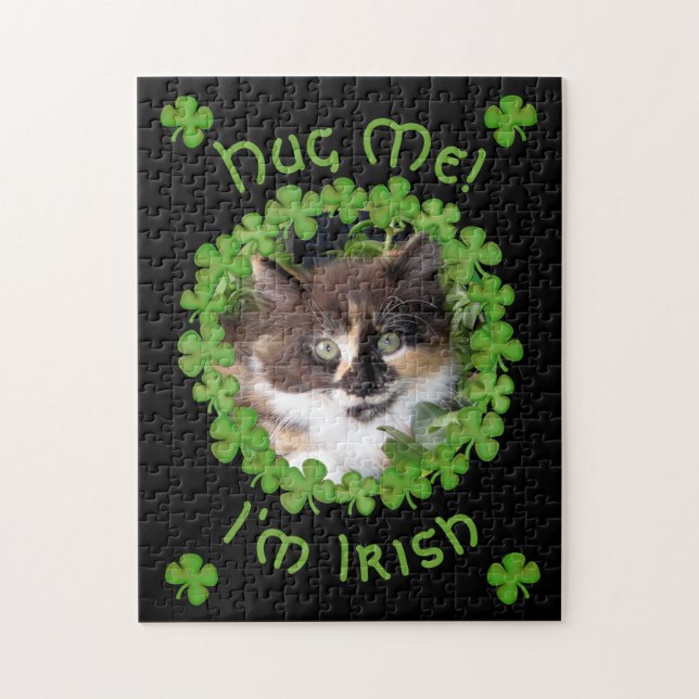 St. Patrick's Day Kitten Hug Pussel (Vertikal)