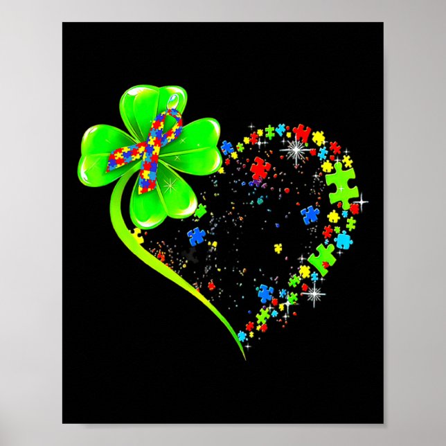 St Patricks Day Klöver Autism Rolig Autism Medvete Poster (Framsidan)