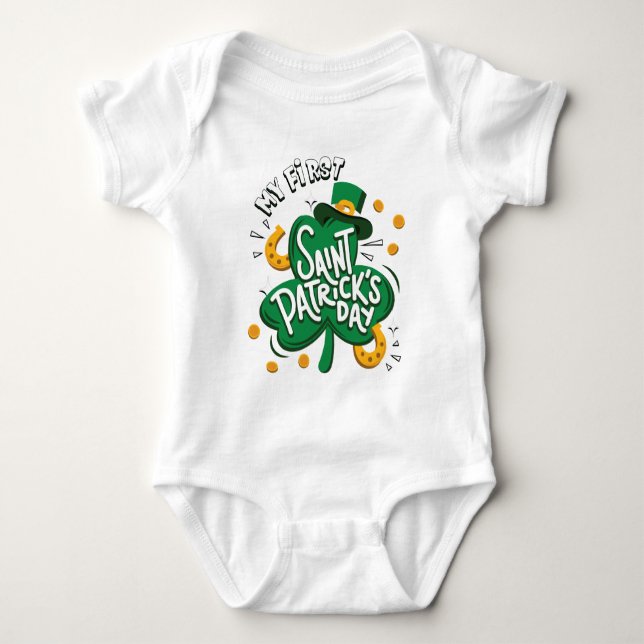 St. Patrick's Day Klöver Baby först T Shirt (Framsida)