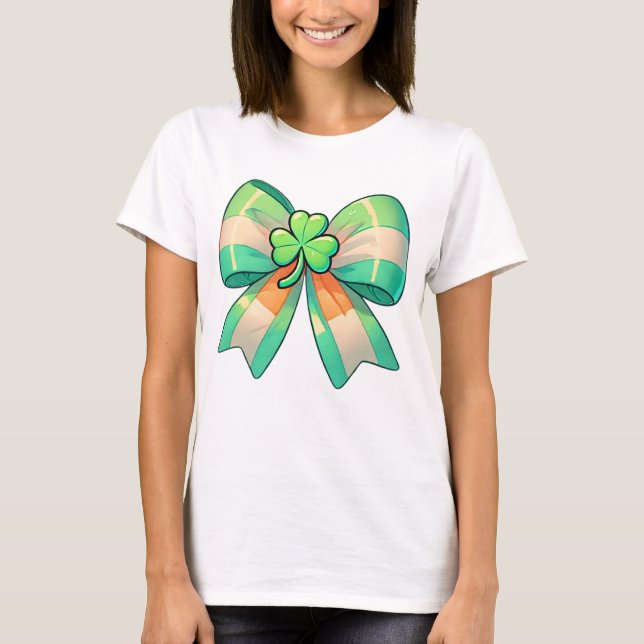 St. Patrick's Day Klöver Bow T Shirt (Framsida)
