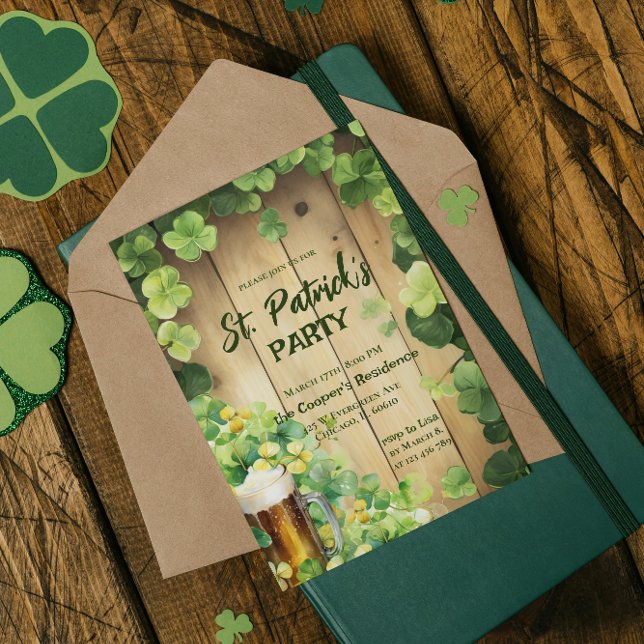 St. Patrick's Day | Klöver | Festinbjudan Julkort (Skapare uppladdad)