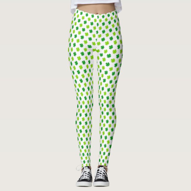 St. Patrick's Day Klöver Lämnar Mönster-54601 Leggings (Framsida)